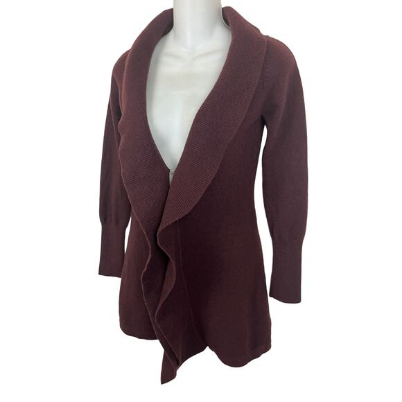 Ca Va De Soi Women’s Sz XS Maroon Wool Cashmere Cardigan Sweater - Picture 2 of 10